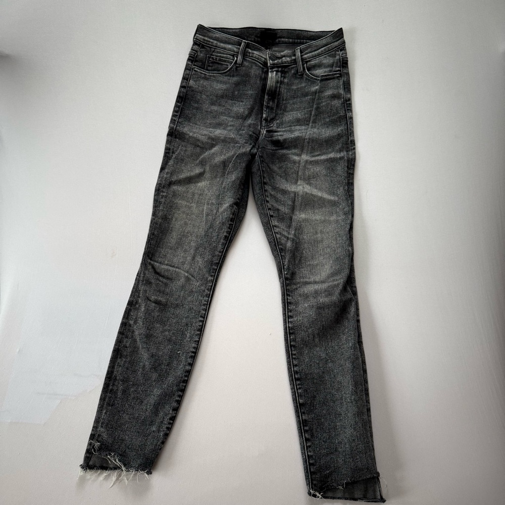 Mother Size 26 Grey Distressed Jeans - The Stunner Zip Ankle Length with Fray